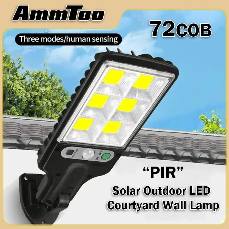 AmmToo 72COB Solar Outdoor Led Courtyard Wall Lamp Human Body Induction Garden Terrace Garage Door Street Lamp 616B No BrandLK