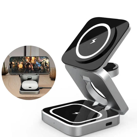 Foldable 3 in 1 Wireless Charging Phone Stand 
