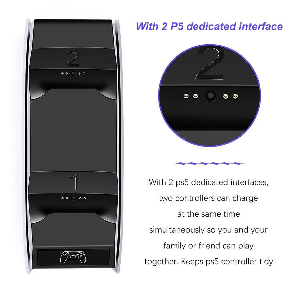 Dual Charging Dock for PlayStation5 Wireless Controller Station for 