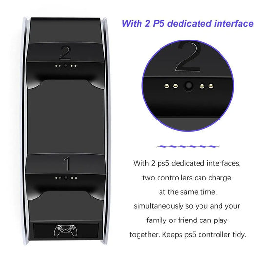 Dual Charging Dock for PlayStation5 Wireless Controller Station for 